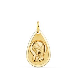 Medalla Oro 18kts Virgen Niña Forma Gota Tallada 19x11mm P9187-819