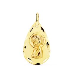 Medalla Oro 18kts Virgen Niña Forma Gota Tallada 19x11mm P9189-319