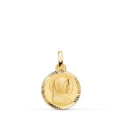 Medalla Oro 18kts Virgen Niña Francesa P1159 14mm