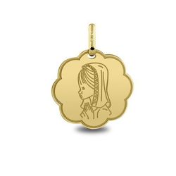 Medalla Oro 18kts Virgen Niña Grabado Argyor MRM 16mm (18)1961008 Nube