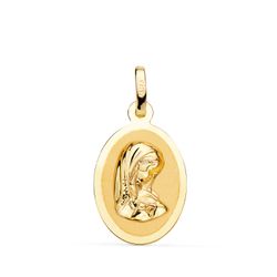 Medalla Oro 18kts Virgen Niña Ovalada 19x12mm P9174-816