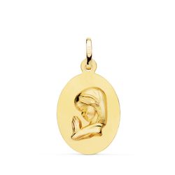 Medalla Oro 18kts Virgen Niña Ovalada 23x15mm P9176-020