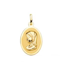 Medalla Oro 18kts Virgen Niña Ovalada 23x15mm P9182-820