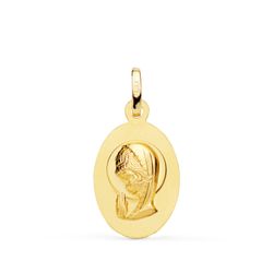 Medalla Oro 18kts Virgen Niña Ovalada Matizada 19x12mm P9186-019