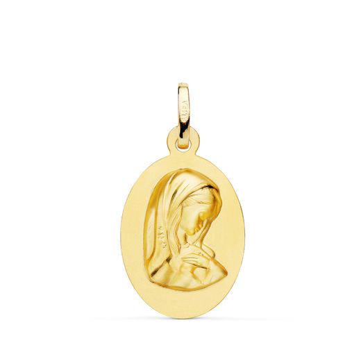 Medalla Oro 18kts Virgen Niña Ovalada Matizada 22x14mm P9174-020