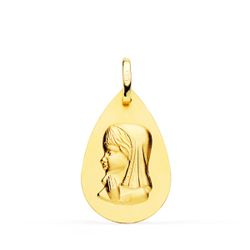 Medalla Oro 18kts Virgen Niña Ovalada Matizada 23x15mm P9172-020