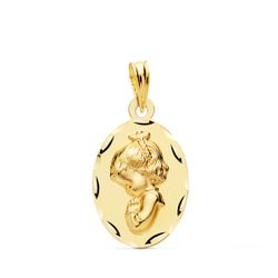 Medalla Oro 18kts Virgen Niña Rezando 22x14mm P9178-320