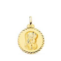 Medalla Oro 18kts Virgen Niña Tallada 20mm P9190-920