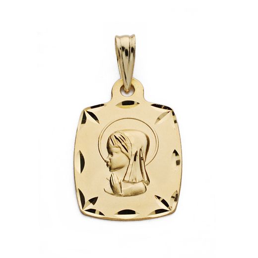 Medalla Oro 18kts Virgen Niña Tonel 19x13mm P9136-518