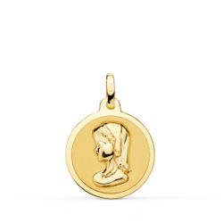 Medalla Oro 18kts Virgen Rezando 18mm P9197-818