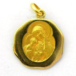 Medalla Oro 18kts Virgen y Nińo Octogonal 20mm M1/34/146/20