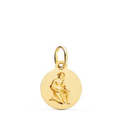 Medalla Oro 18kts Zodiaco Acuario Matizada P4165AC-0 13mm