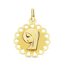 Medalla Oro 9kts 15mm 9K16512 Virgen Niña