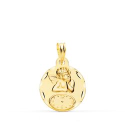 Medalla Oro 9kts 15mm 9K260354 Angel Burlón Con Reloj