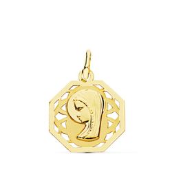 Medaglia d'oro 9kt 17x14mm 9K16513 Ragazza Vergine