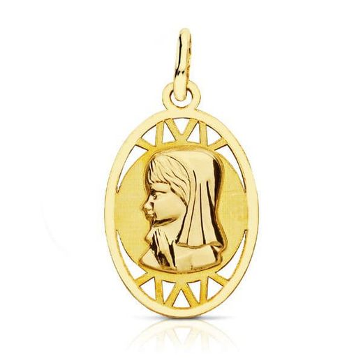 Medalla Oro 9kts 20x12mm 9K16514 Virgen Niña
