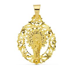 Medalla Oro 9kts 39x30mm 9KP3053-340 Virgen Del Pilar