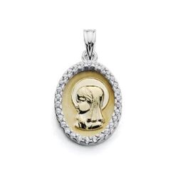 Medalla Oro 9kts Bicolor Plata 20x13mm 9K16252 Circonitas