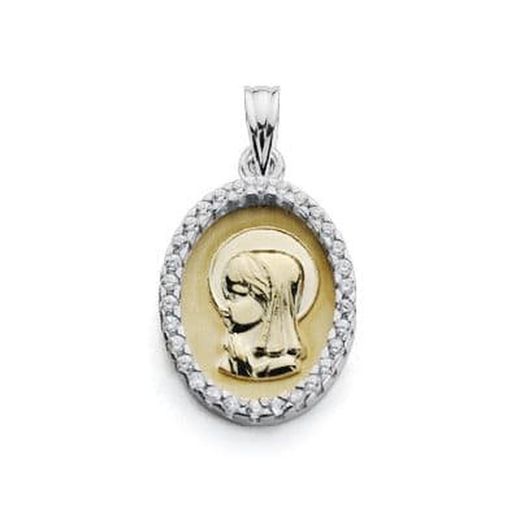 9kt Gold Medal Bicolor Silver 20x13mm 9K16252 Zirconias
