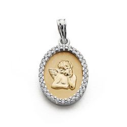 Medalla Oro 9kts Bicolor Plata 20x13mm 9K16453 Circonitas