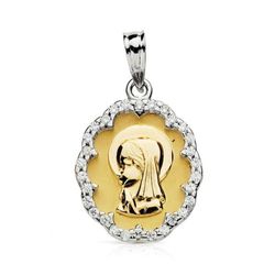 Medalla Oro 9kts Bicolor Plata 20x14mm 9K16251 Circonitas