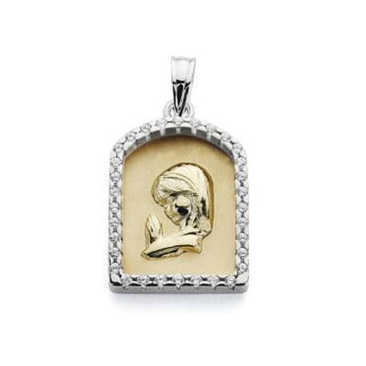 9kt Gold Medal Bicolor Silver 21x14mm 9K16460 Zirconias
