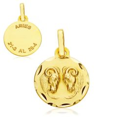 Medalla Oro 9kts Zodiaco Aries Tallada 9K260174AR 13mm