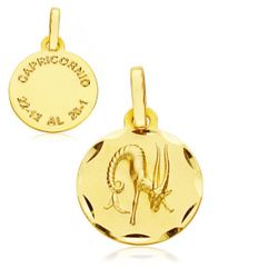 Medalla Oro 9kts Zodiaco Capricornio Tallada 9K260174CP 13mm