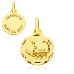 Medalla Oro 9kts Zodiaco Escorpio Tallada 9K260174ES 13mm