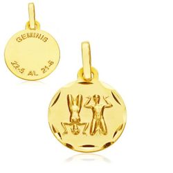 Medalla Oro 9kts Zodiaco Géminis Tallada 9K260174GE 13mm