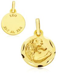 Medalla Oro 9kts Zodiaco Leo Tallada 9K260174LE 13mm