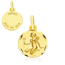 Medalla Oro 9kts Zodiaco Virgo Tallada 9K260174VI 13mm