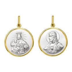 Medalla Oro Bicolor Blanco 18kts Argyor MRM (18)AY3078 Virgen & Escapulario Del Carmen