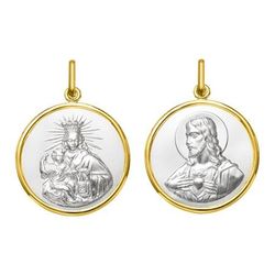 Medalla Oro Bicolor Blanco 18kts Argyor MRM (18)AY3079 Virgen & Escapulario Del Carmen