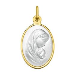 Medalla Oro Bicolor Blanco 18kts Argyor MRM (18)AY3082 Virgen & Niño