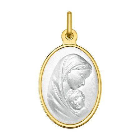 Medalla Oro Bicolor Blanco 18kts Argyor MRM (18)AY3082 Virgen & Niño