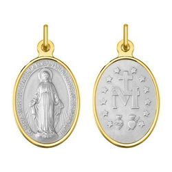 Medalla Oro Bicolor Blanco 18kts Argyor MRM (18)AY3083 Virgen María Francés
