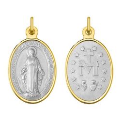 Medalla Oro Bicolor Blanco 18kts Argyor MRM (18)AY3084 Virgen María Francés