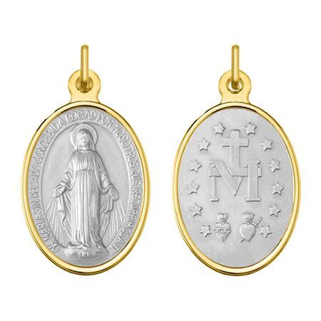Medalla Oro Bicolor Blanco 18kts Argyor MRM (18)AY3084 Virgen María Francés