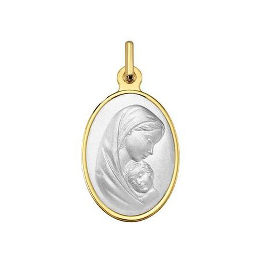 Medalha de Ouro Branco Bicolor 18k Virgem com Menino Argyor MRM 18x14mm (18)1291284-18mm Oval