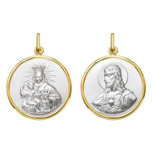 Medalla Oro Bicolor Blanco 18kts Virgen Del Carmen - Sagrado Corazón Argyor MRM 18mm (18)1290575-18mm Bisel