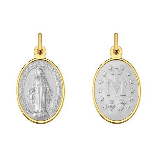 Medalla Oro Bicolor Blanco 18kts Virgen Milagrosa Argyor MRM 18x14mm (18)1291516-18mm Oval