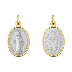 Medalla Oro Bicolor Blanco 18kts Virgen Milagrosa Argyor MRM 21x16mm (18)1291516-21mm Oval