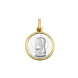 18kts White Bicolor Gold Medal Virgin Girl Argyor MRM 18mm (18)1290104-18mm Ball Border
