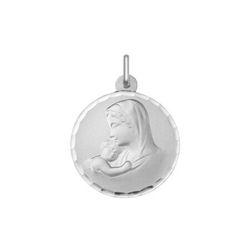 Médaille en or blanc 18 carats Vierge à l'Enfant Argyor MRM 18 mm (18) 1B604235N sans lunette
