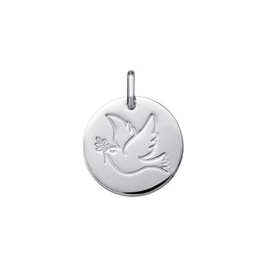 Médaille en or blanc 18 carats Paloma Argyor MRM 16 mm (18) 1B962013 gravée
