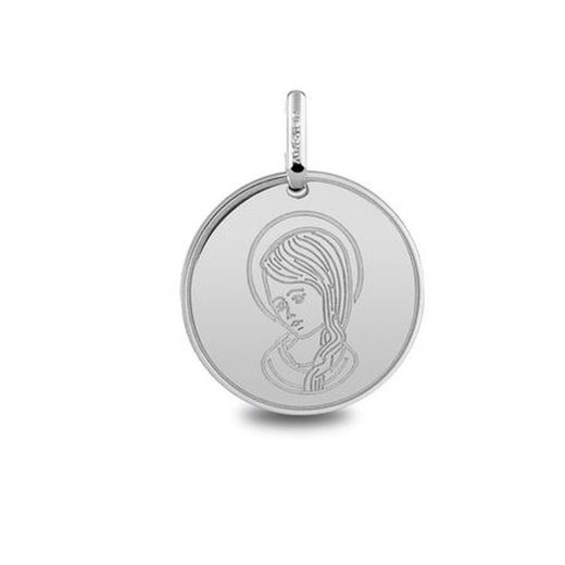 18kt White Gold Medal Virgin Mary Argyor MRM 16mm (18)1B960010 Engraved