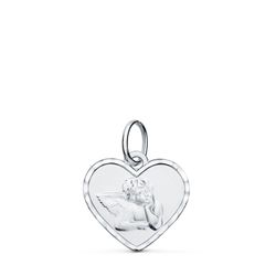 Medalha de ouro branco 9kt 14x12mm 9K16890 Pequeno Anjo Burlón
