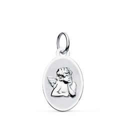 Medaglia in oro bianco 9kt 17x10mm 9K16257-OB Angelito Burlón