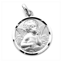 Medalla Plata Angel Serafin Bisel 12mm MP1/11/4/12/0